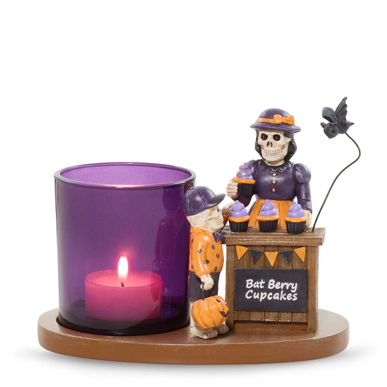 Bonebury Lane Bat Berry Cake Tea Light Candle Holder S2