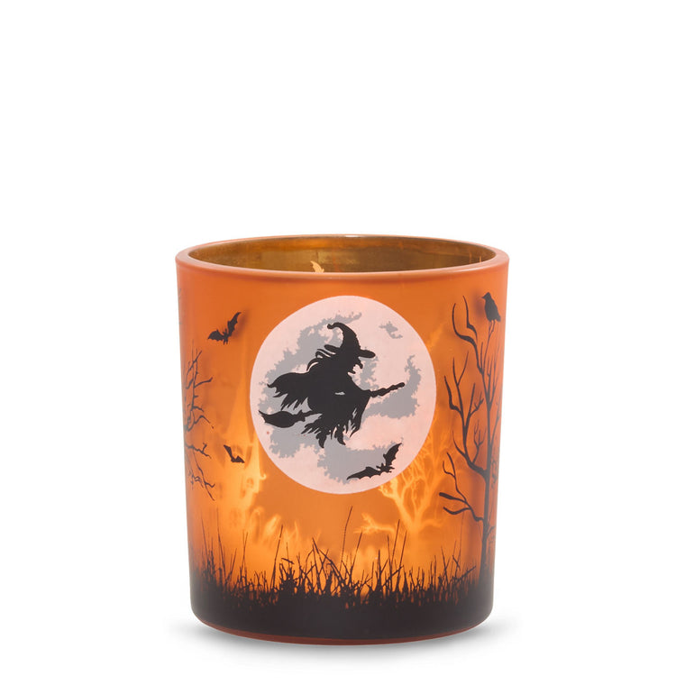 Orange Witch's Moon Tea Light Candle Holder J0
