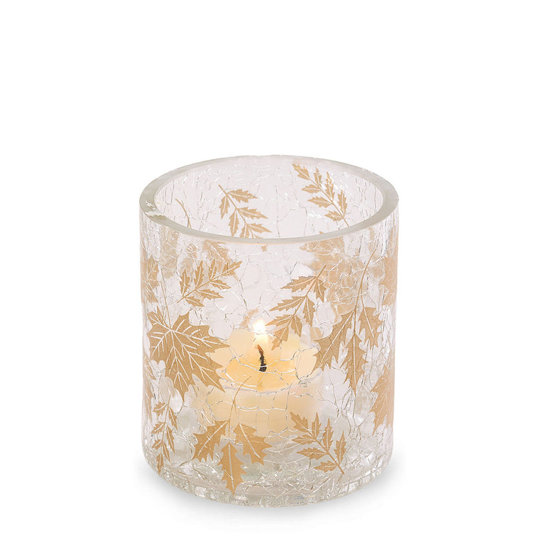 Crackle Leaves Tea Light Candle Holder T4