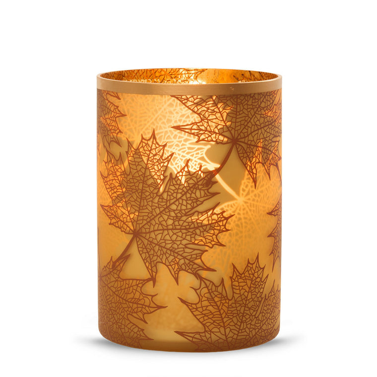 Crackle Leaves Jar Candle Holder U2